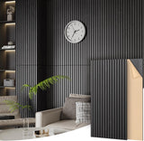 Qmetalart Acoustic Wall Panels 2 Pack 47.2"×23.6"Wall Panels for Interior Wall Decor Matte Black Slat Wall with Self-
