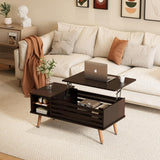 Qmetalart Lift Top Coffee Table with Storage, Mid Century Modern Coffee Table, Central