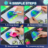 Fontien 2200pcs 5mm Glow in The Dark Fuse Beads Kit for Kids, Iron Beads Set with 8 Colors,