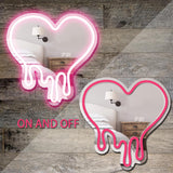 Heart Neon Sign - Heart-Melting Wall Decor, USB Powered LED Light in Pink