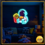 Astronaut Burger Fries UV Neon Sign