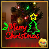 Merry Christmas Neon Sign,15.7 Inch Giant Snowflake Merry Christmas Neon Sign, USB Powered for Xmas Party Decoration (Colourful,1 Pack)