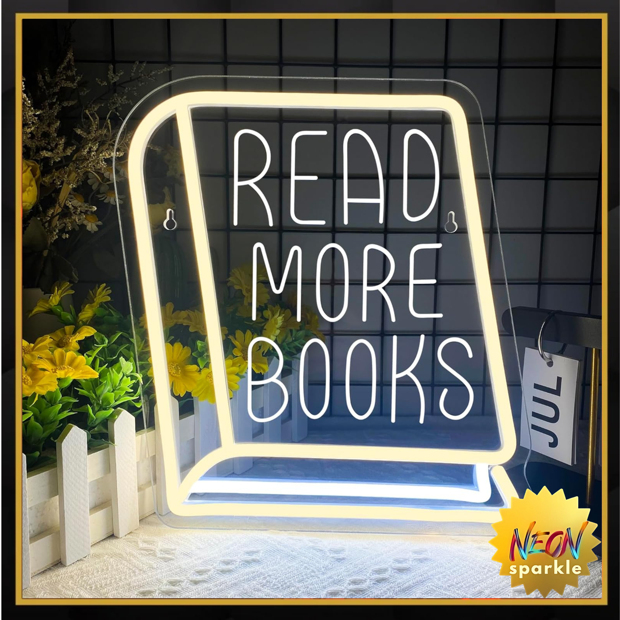 Read More Books Neon Signs for Wall Decor, Dimmable Book Classroom