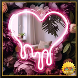 Heart Neon Sign - Heart-Melting Wall Decor, USB Powered LED Light in Pink
