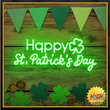 Happy St. Patrick's Day Shamrock Neon Sign Party Wall Decor LED Sign for St