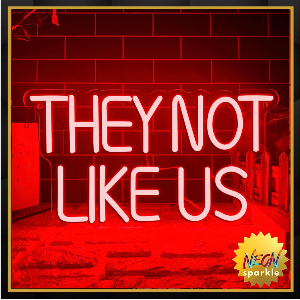They Not Like US Neon Sign, Dimmable LED Music Neon Signs for Wall Decor,
