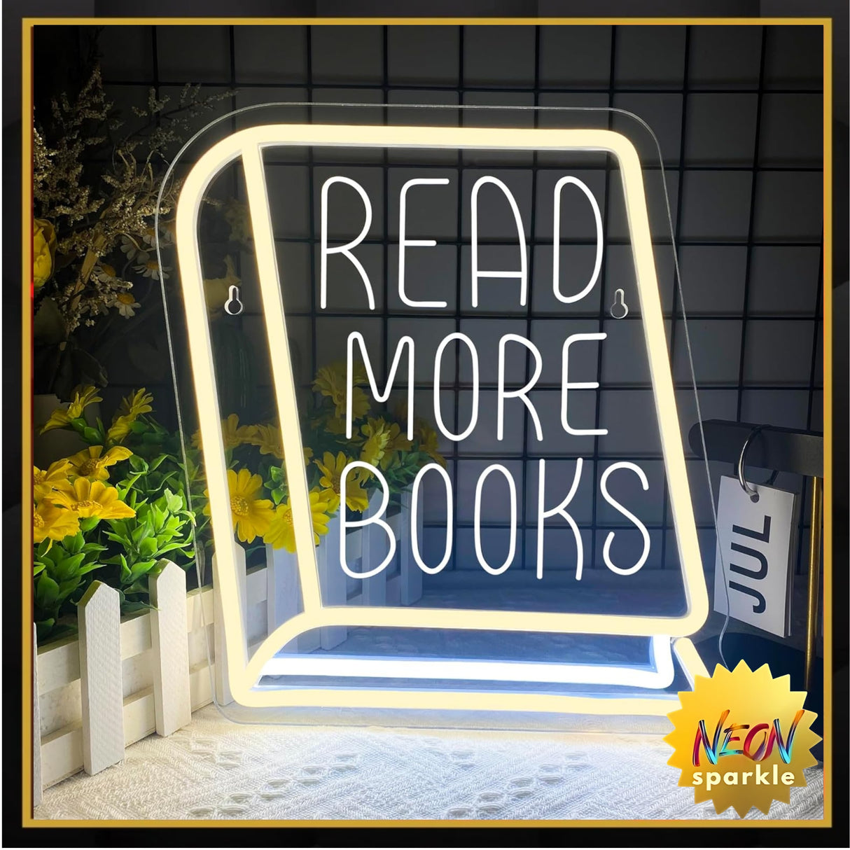 Read More Books Neon Signs for Wall Decor, Dimmable Book Classroom Neon Sign,