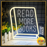 Read More Books Neon Signs for Wall Decor, Dimmable Book Classroom Neon Sign,