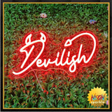 Devilish Neon Sign - Bold Red LED Wall Light by Neon Sparkle