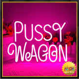 Pussy Wagon Neon Sign, Funny Movie Night Neon Light, Dimmable LED, 14.9 x 10.6 in,