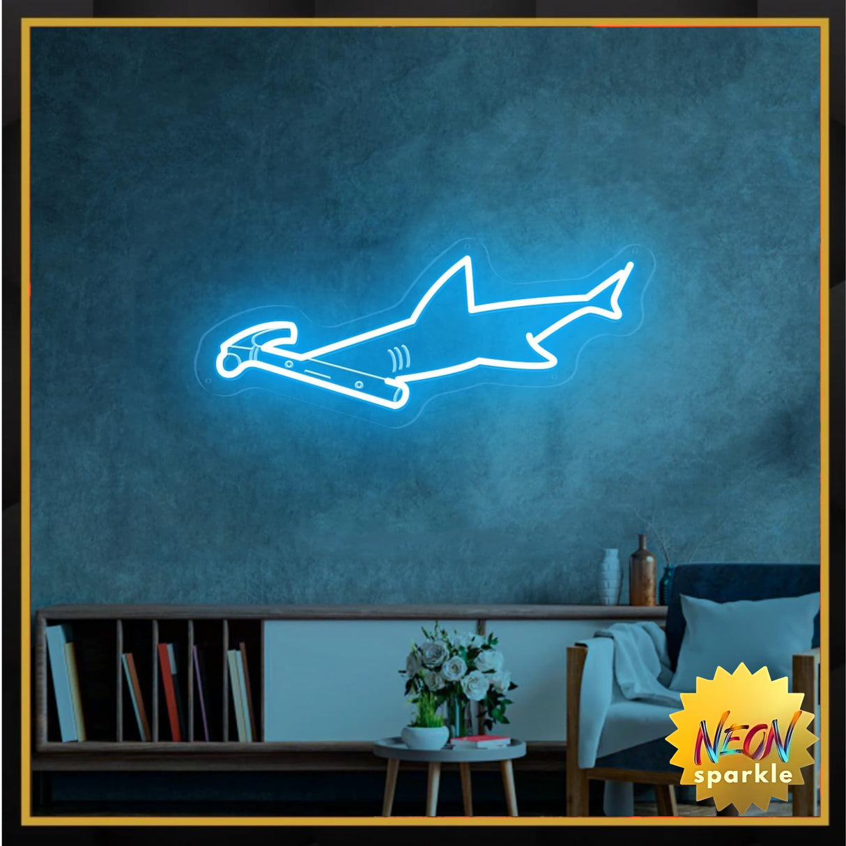 Hammerhead Shark Neon Sign Wall Art - Hammerhead LED Night Light with Personalized Option,