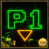 P1 Game Neon Signs for Wall Decor,Dimmable Gaming Neon Light for Gamer Room,