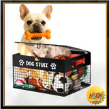 Qmetalart Dog Toy Box, Metal Dog Toy Storage Box with Lid, Chew-Resistant Dog Toy Basket, Durable