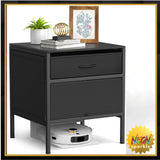 Qmetalart Robot Vacuum Cabinet, Hidden End Side Table, Modern Side Table Storage Cabinet