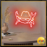 Neon Sign with Hat - Western-Themed LED Crab Wall Art for Seafood Restaurants