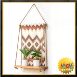 Wall Mounted Shelf, Bohemian Style Decorative Hanging Cloth, Handmade Natural Material,
