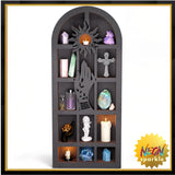 Qmetalart Religious Trinket Shelf, Crystal Display Shelf Storage Wall Hanging Wooden