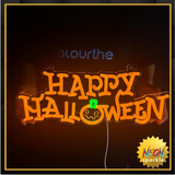 Happy Halloween Led Neon Sign for Halloween Decor Holiday Party Gift USB Powered (15.7 inch x 6.29 inch)