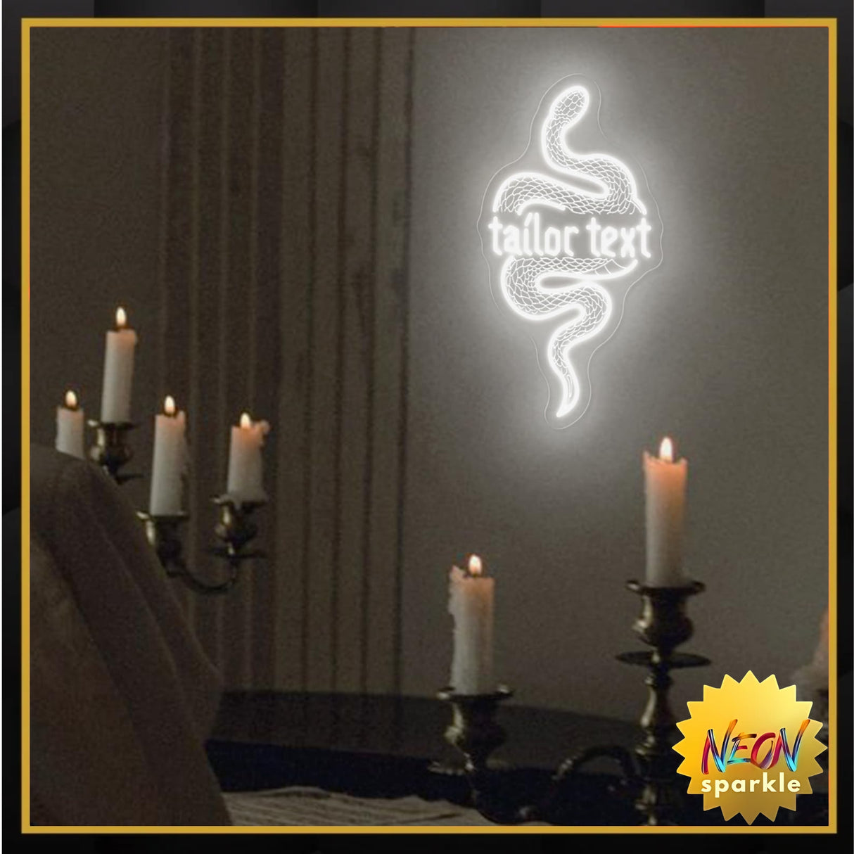 Custom Coiled Python LED Wall Art with Engraving, Shatterproof USB-Powered Neon Light for Bedroom,