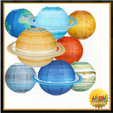 8 PCS Planet Paper Lanterns, 12 Inch Outer Space Party Decorations, Solar System