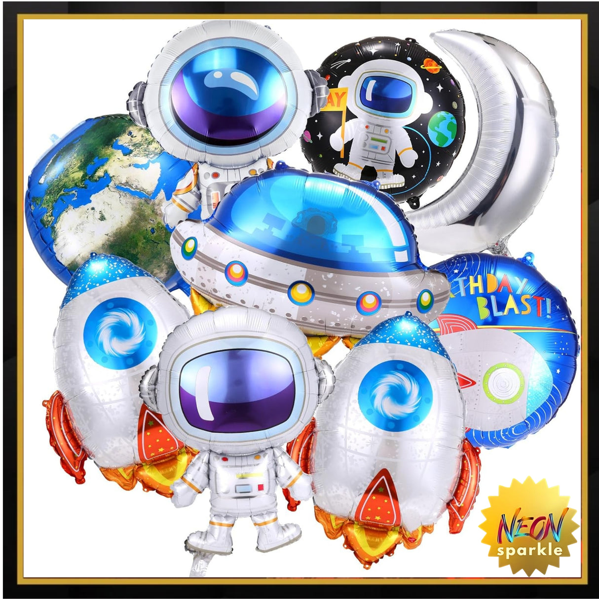 9pcs Space Balloons - Astronaut Rocket Balloons, Planets Themed Party Decorations for Birthday Parties