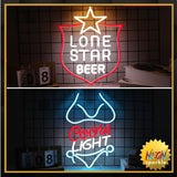 Bikini Crs Light Neon Signs 16.1 * 9.8 Inch(Azure+Red+White) + Lone Star Beer Neon Signs 15 * 12.2 Inch