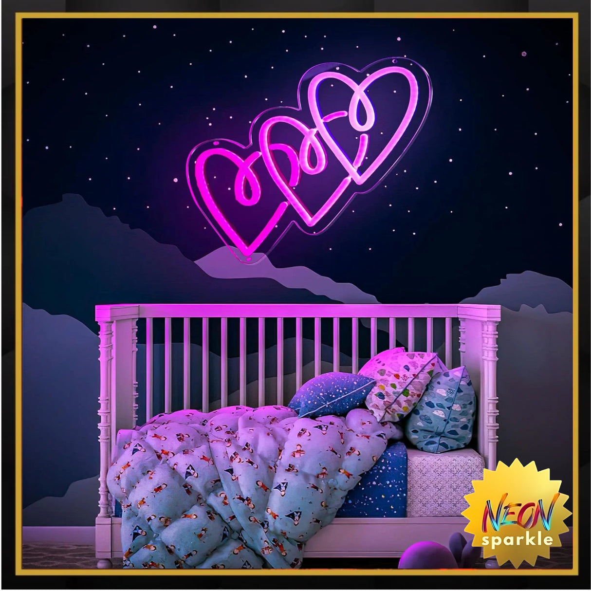 Neon Light Three Heart Light Sign for Girl Room/Party Decor，Birthday or Holiday Gifts for Children, Your Loved Ones, Parents and Friends (Neon Light Heart)