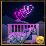 Neon Light Three Heart Light Sign for Girl Room/Party Decor，Birthday or Holiday Gifts for Children, Your Loved Ones, Parents and Friends (Neon Light Heart)