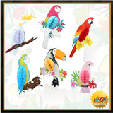 6 Pieces Hawaiian Tropical Birds Hanging Parrot Honeycomb Party