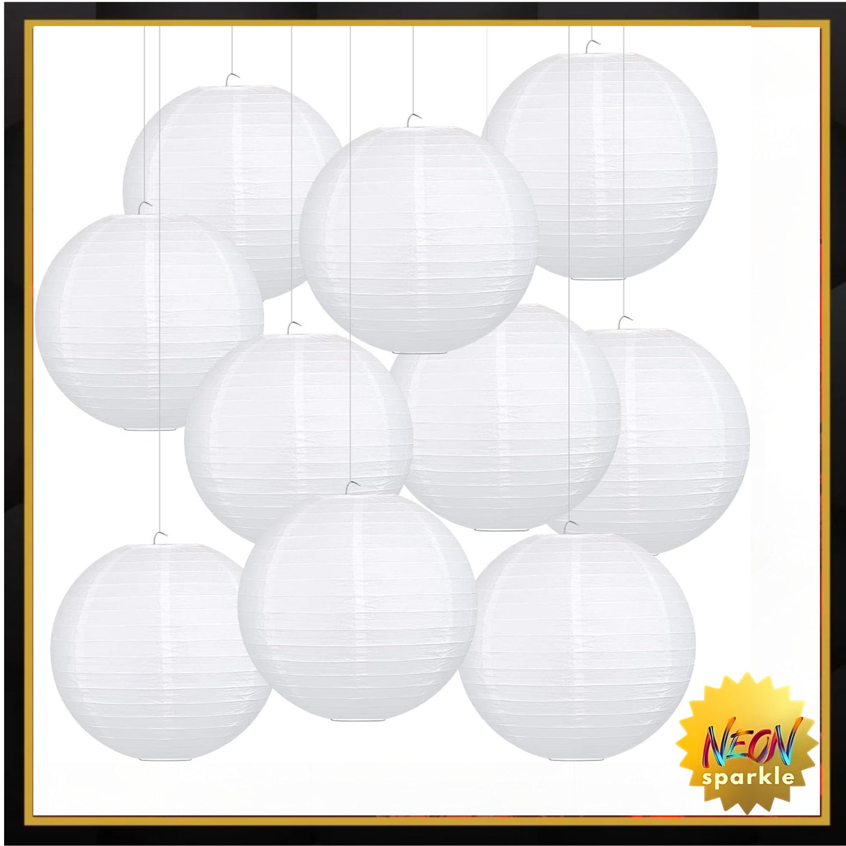 12-Inch White Paper Lanterns，Hanging Round Chinese Paper Lanterns, Decoration for Party Wedding Anniversary (10pcs, White)