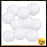 12-Inch White Paper Lanterns，Hanging Round Chinese Paper Lanterns, Decoration for Party Wedding Anniversary (10pcs, White)