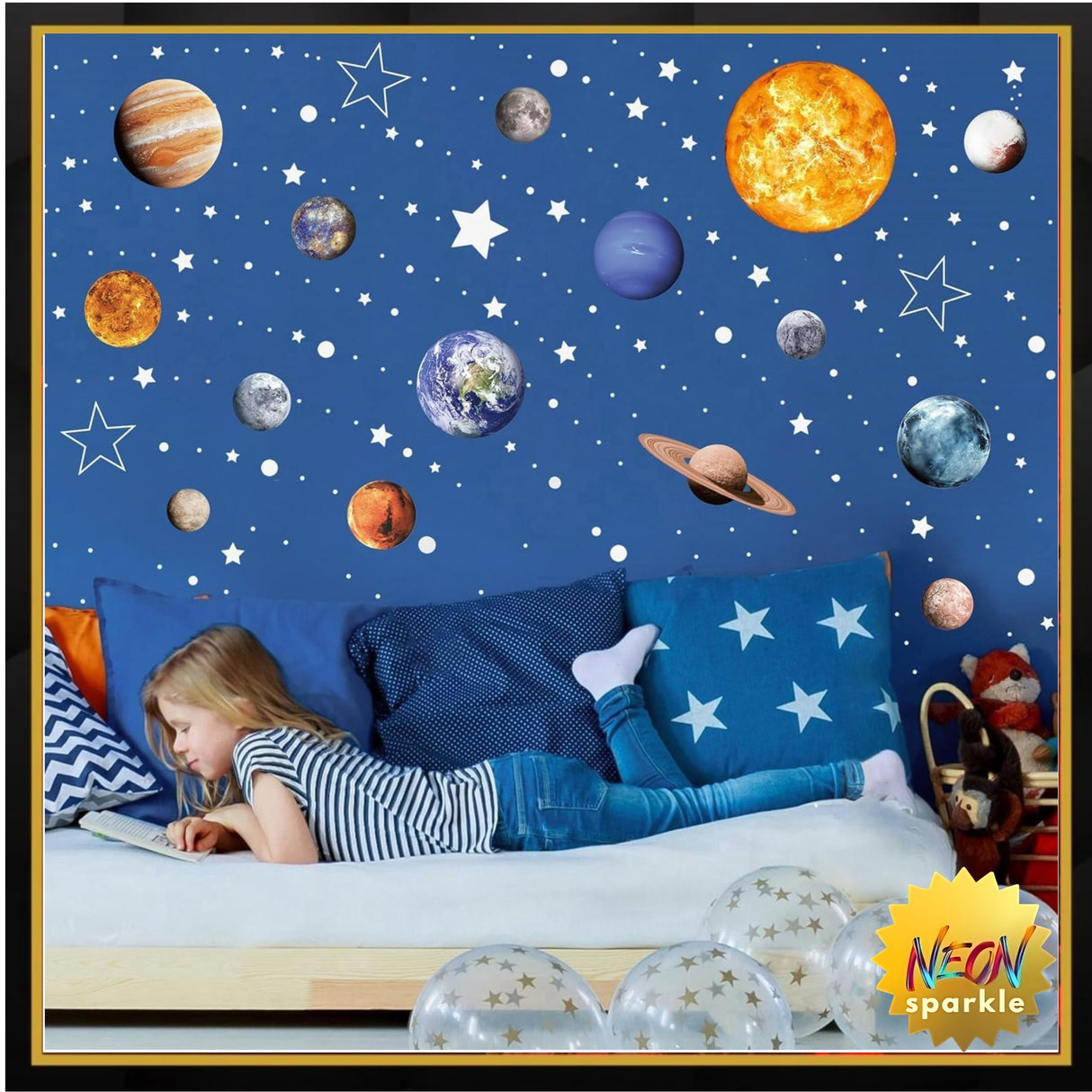 Glow in The Dark Solar System Wall Decals, 780 Pcs Planets and Stars Glowing Stickers for Ceiling,