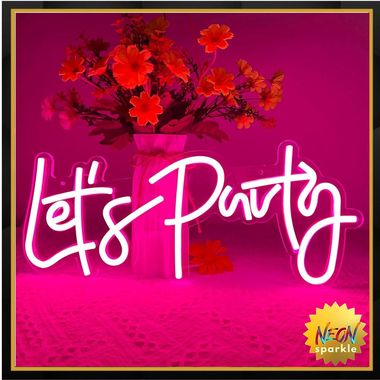 Let's Party Neon Sign, LED Neon Lights for Bedroom Wall Decor, Art Decorative Lights