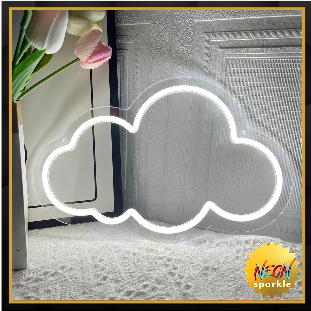 Cloud Neon Sign Cute White Clouds LED Light Sign for Wall,Dimmable USB Floating Clouds