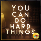 You Can Do Hard Things Wall Hanging Neon Sign, Positive Quotes Decorative Neon Lights