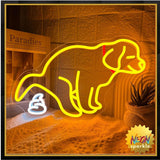 Pooping Dog Neon Sign for Wall Funny Golden Retriever Dog LED Neon Light Sign Dimmable USB