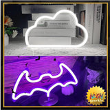Cloud and Purple Bat Neon Sign Bundled Goods