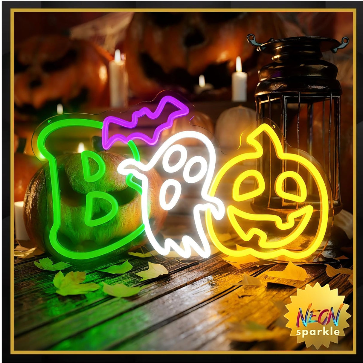 Halloween Neon Sign Dimmable LED Boo Sign Halloween Spooky Pumpkin Ghost Wall Neon
