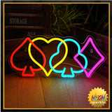 Poker Neon Sign–LED Playing Cards Neon Light for Wall Decor, USB Powered Dimmable