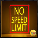 No Speed Limit Neon Sign for Wall Decor, Dimmable Speed Limit Sign in Red Yellow LED Neon