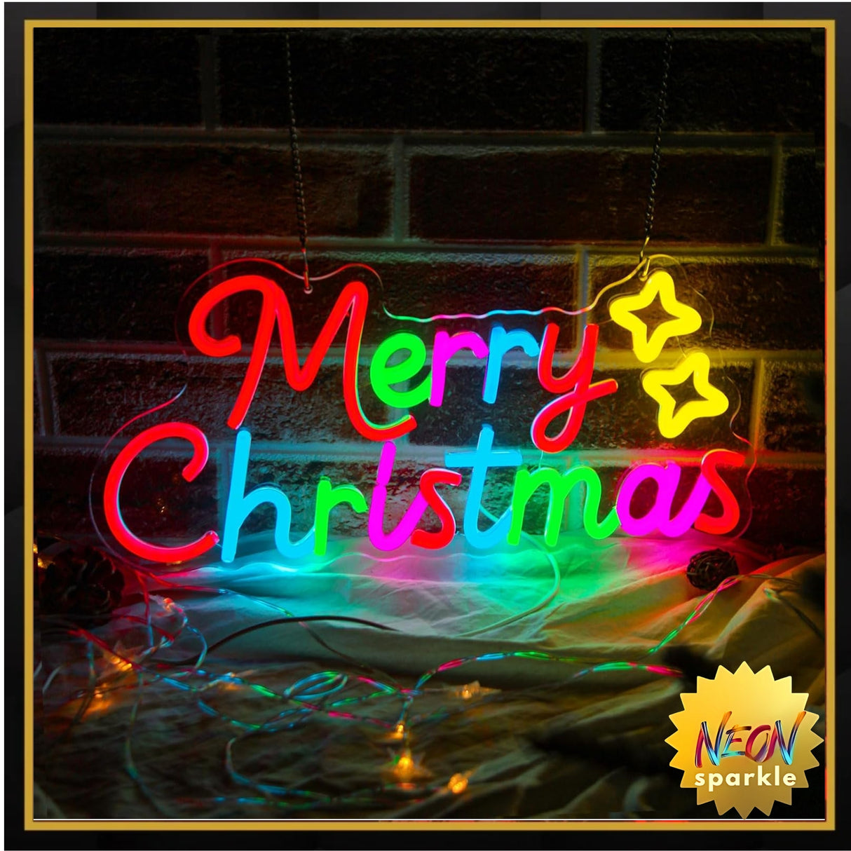 Merry Christmas Neon Sign, Dimmable LED Christmas Lights Neon Letter Sign for Window Displays