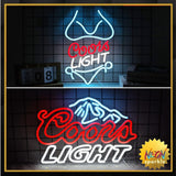 Crs Light Neon Signs 17 * 11 Inch(Azure+Red+White) + Bikini Coors Light Neon Signs 16.1 * 9.8 Inch(Azure+Red+White)
