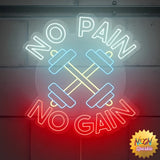 No Pain Gain Neon Sign - Motivational LED Gym Decor by Neon Sparkle