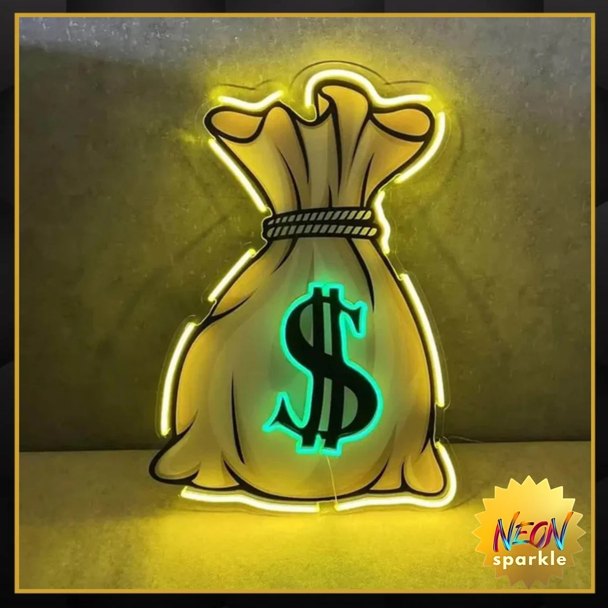 Money Bag UV LED Neon Sign Light Up Your Wealthy Vibes!