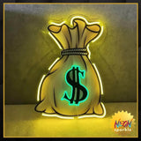 Money Bag UV LED Neon Sign Light Up Your Wealthy Vibes!