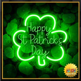 Happy St. Patrick's Day Shamrock Shape Neon Sign Party Decor LED Sign for St. Patrick's Day Decor
