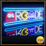 Ugrade Retro Game Ghost Arcade LED Neon Light Sign, Handmade Aesthetic Arcade Night Lamp for Game Room