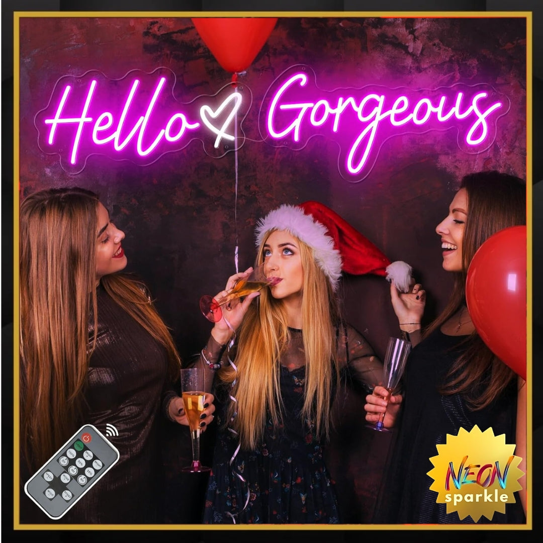 30 Inch Large Hello Gorgeous Neon Sign, 12V Pink Hello Beautiful Led Neon Light for Wedding