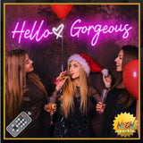 30 Inch Large Hello Gorgeous Neon Sign, 12V Pink Hello Beautiful Led Neon Light for Wedding