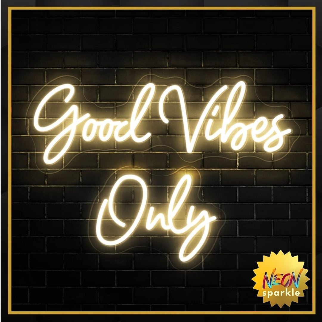 Good Vibes Only Neon Sign, Warm White Handmade DIY Placement Good vibes Led